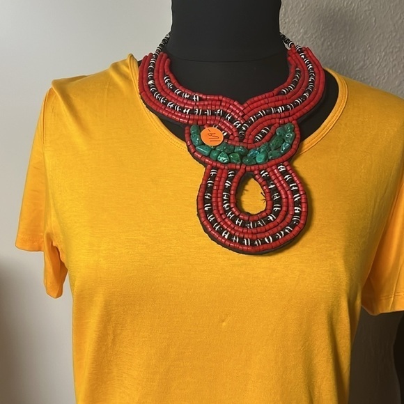 NWT yellow one size tshirt viscose and spandex - Picture 2 of 6